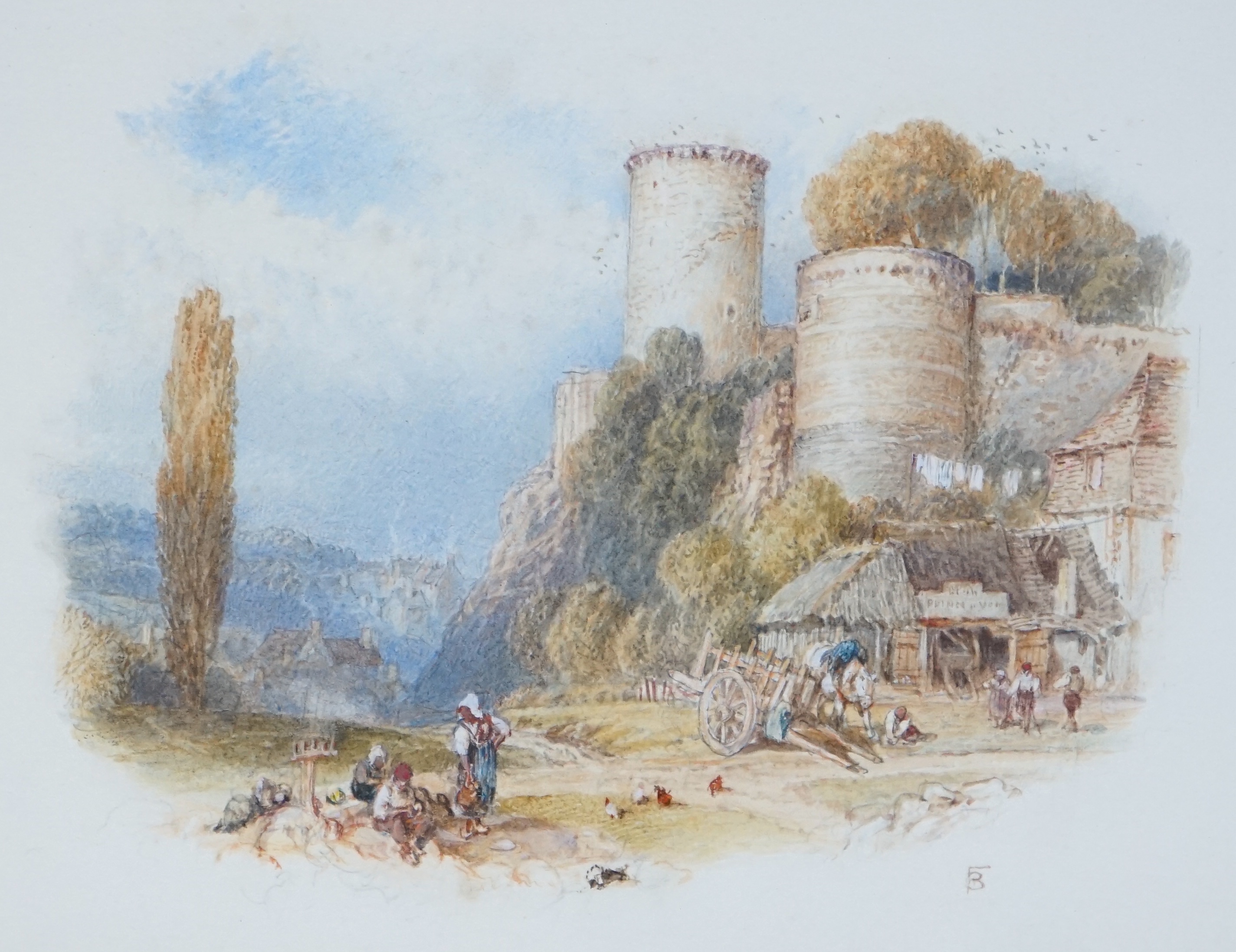 Myles Birket Foster RWS (1825-1899), 'The Old Keep', watercolour, 14 x 18.5cm